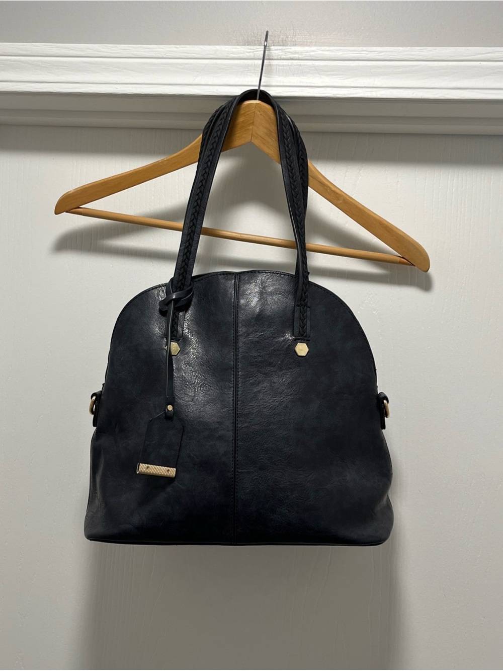 Mellow World Rory Navy Tote Purse Shoulder Bag Vegan Leather Satchel